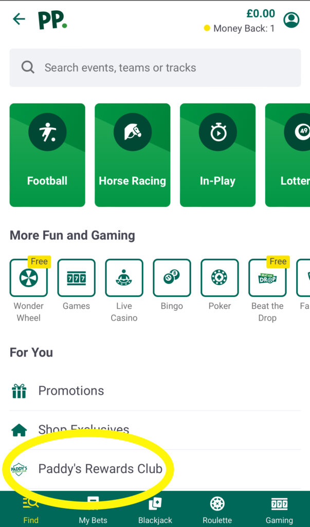 How to access the Paddy Power Free Bet Club.