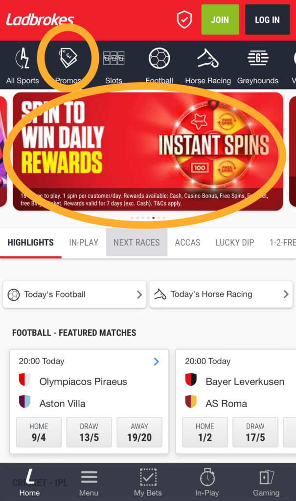 How to play Ladbrokes Instant Spins.