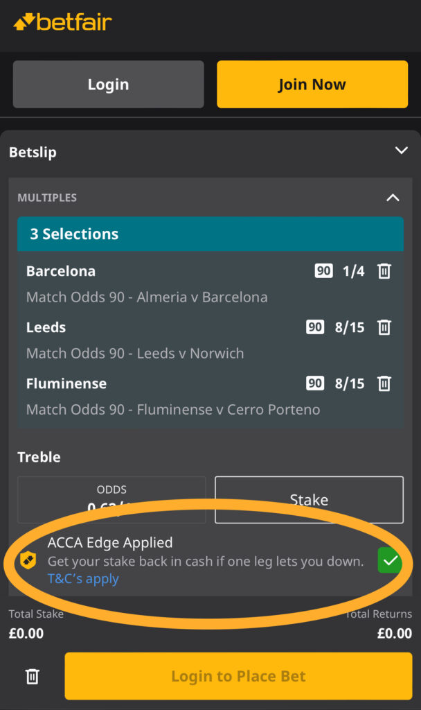 Acca Edge is one of the best Betfair Existing Customer Offers