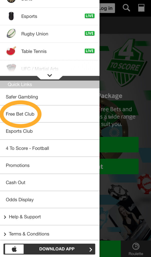 How to join the Betway Free Bet Club.