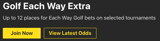 Bet365 Existing Customer Offers include Golf Each Way Extra